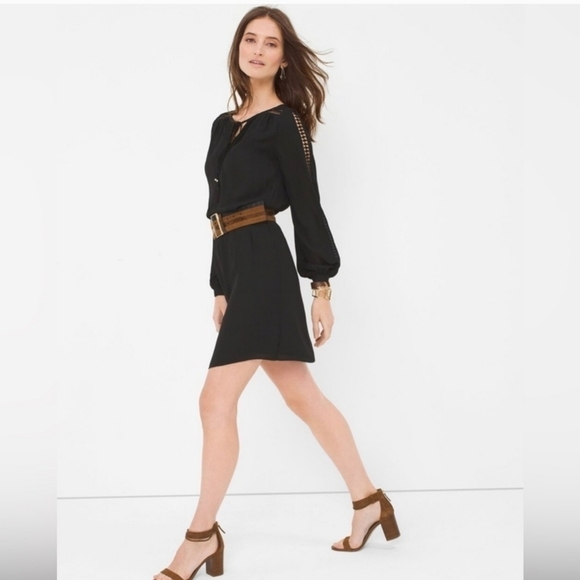 White House Black Market Dresses & Skirts - EC White House Black Market Black blouson Dress Size 2, Cutouts